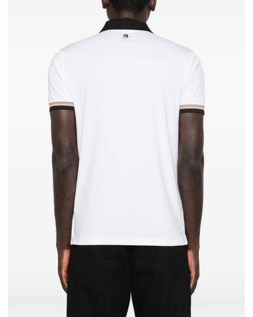 Boss White T-Shirt À Col V for men
