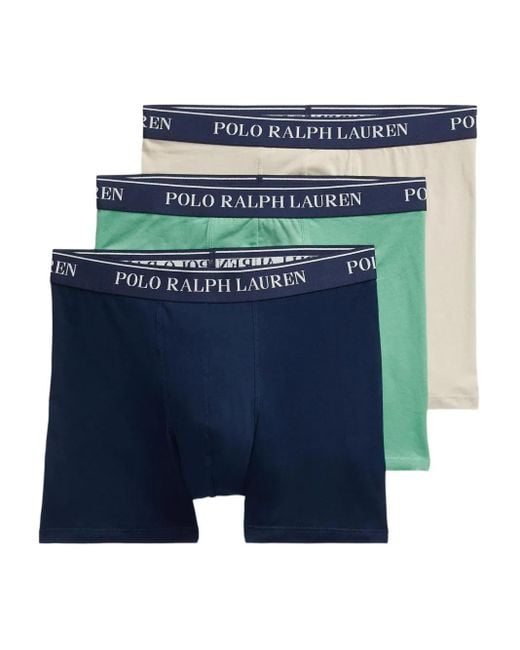 Polo Ralph Lauren Blue Logo-Waistband Boxers (Pack Of Three) for men