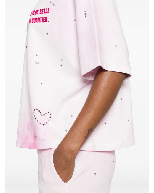 Loulou Pink Crystal-Embellished Washed T-Shirt