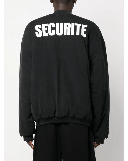 Vetements Black Slogan-Print Cotton Bomber Jacket for men