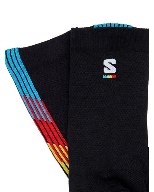 Salomon Blue Pulse Race Flag Stripe-Detail Ankle Socks for men
