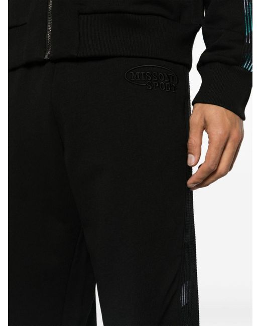 Missoni Black Knitted-panels Cotton Track Pants for men