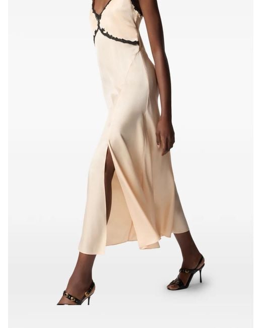 Pinko White Lace-Inserts Midi Dress