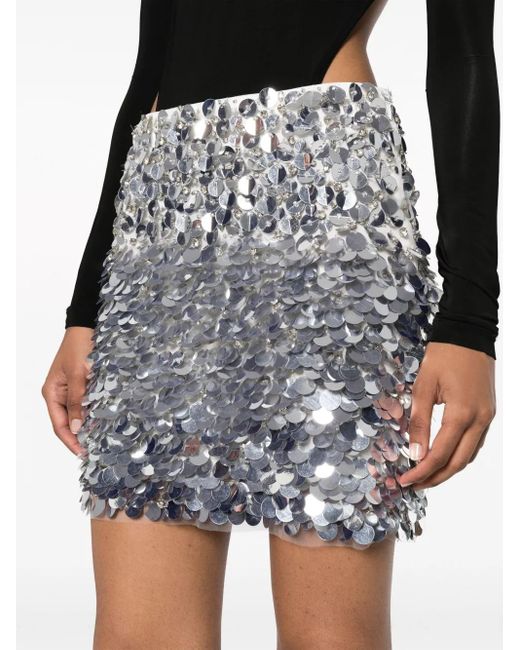 Des Phemmes Gray High-Waisted Sequin-Embellished Skirt