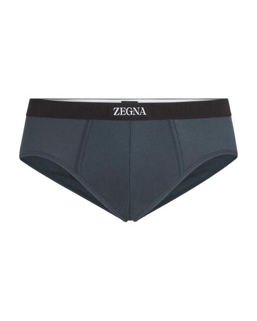 Zegna Black Logo-Waistband Briefs for men