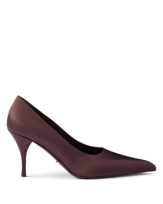 Prada Purple 85Mm Satin Pumps