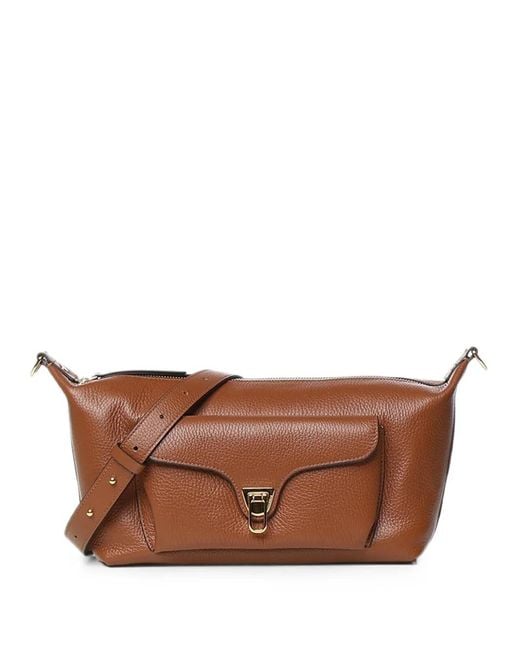 Coccinelle Brown Medium Grainy Leather Shoulder Bag