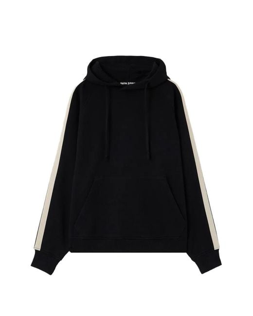 Palm Angels Black Curved-Logo Track Hoodie for men