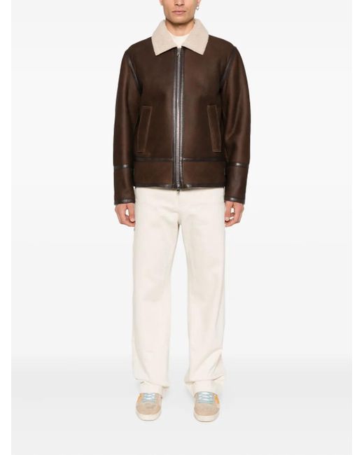 Dondup Brown Shearling-Collared Jacket for men