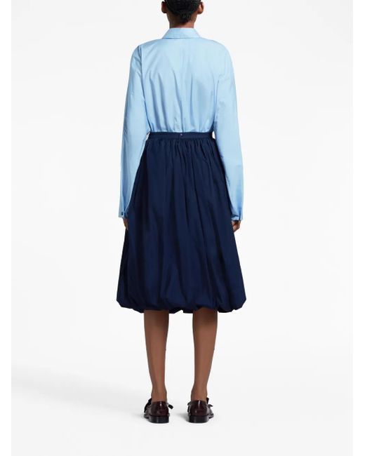 Marni Blue Puffball-Hem Midi Skirt