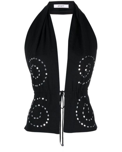 GIMAGUAS Black Mio Sequin-embellished Sleeveless Top
