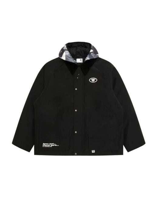 Aape By A Bathing Ape Black Camouflage-Pattern Hooded Jacket for men