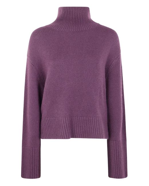 Jersey de cachemira con cuello alto Lisa Yang de color Purple