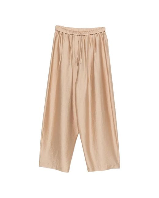 Cordera Natural Drawstring-Waistband Wide-Leg Trousers