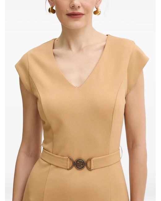 Guess Natural Belted V-Neck Mini Dress