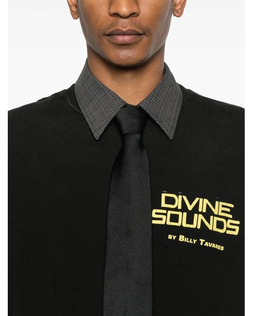 Willy Chavarria Black Divine Sounds Destroyed T-Shirt for men