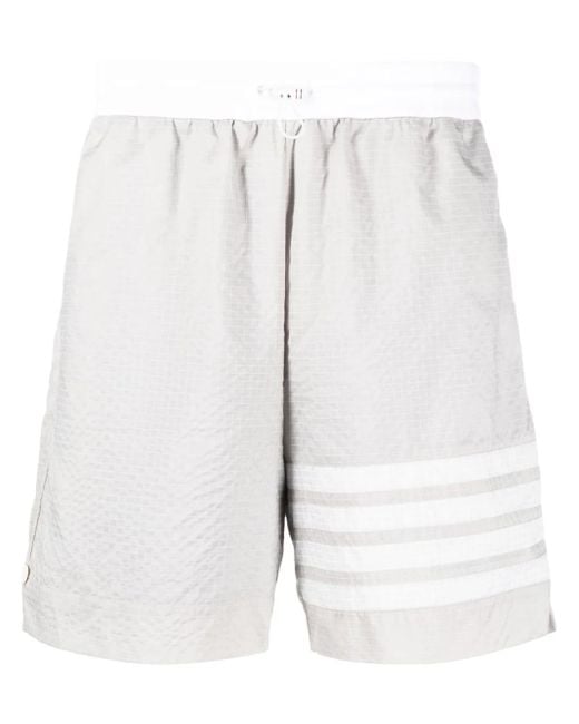 Thom Browne White 4-Bar Stripe Track Shorts for men