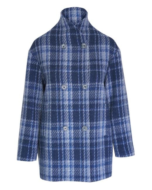 Kiton Blue Checked Coat