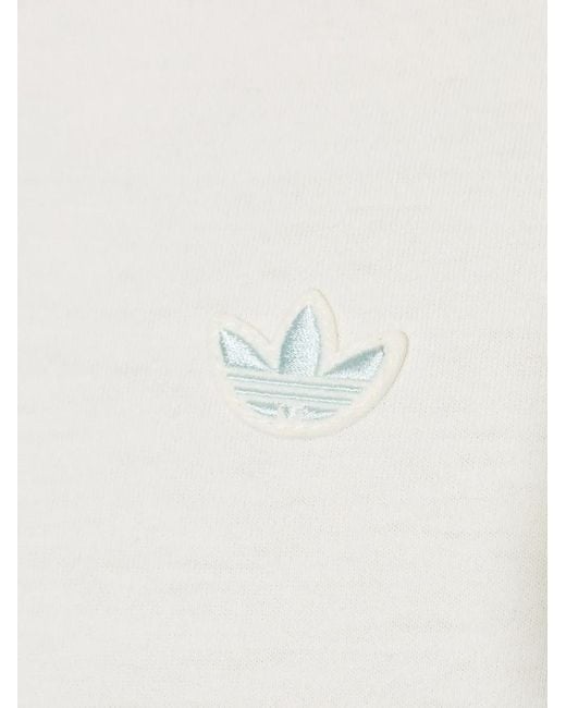 Adidas White Raglan-Sleeve Logo-Embroidered T-Shirt for men