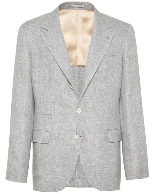 メンズ Brunello Cucinelli ピークドラペル シングルジャケット Gray