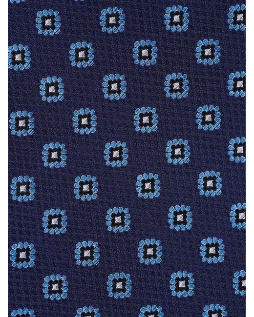 Zegna Blue Geometric Patterned Tie for men