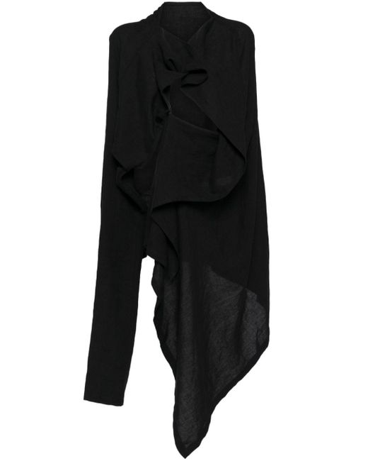 Yohji Yamamoto Black Draped Linen Jacket