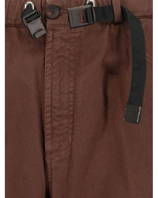 White Sand Brown Belted Trousers for men