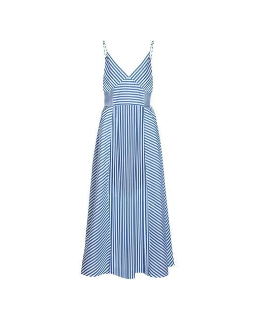 Tanya Taylor Blue Vivien Striped-Print Dress