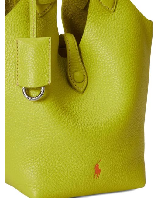 Polo Ralph Lauren Green Pebbled Leather Tote Bag