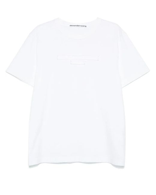 Alexander Wang Distressed Logo Cotton Jersey T-Shirt in White | Lyst