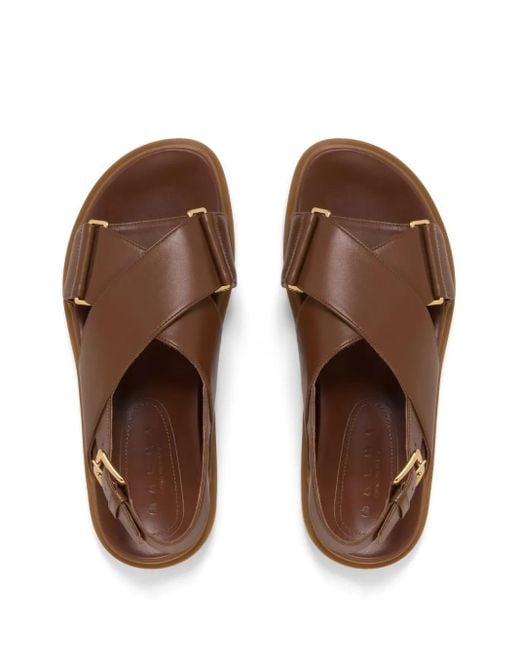 Marni Brown Leather Fussbett Sandals