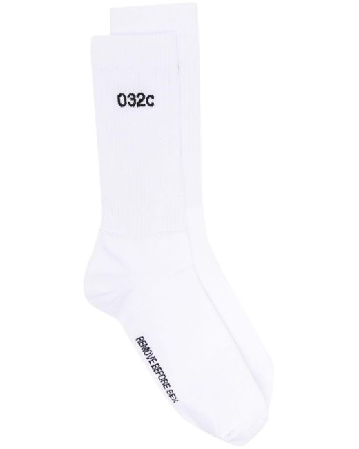 032c White Remove Before Sex Ribbed Socks