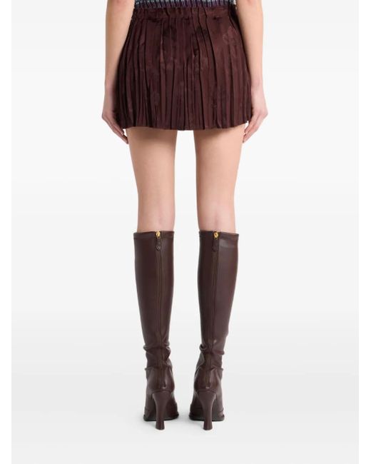 Etro Brown Pleated Floral Skirt