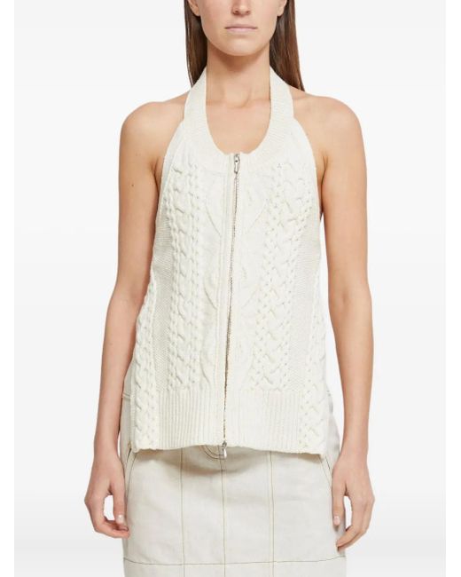 3.1 Phillip Lim Natural Cable-Knit Halterneck Top