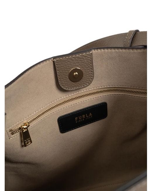 Furla Brown Nuvola Grained Leather Tote Bag