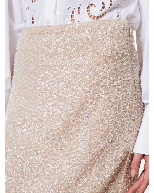 Twinset Natural Sequinned Skirt
