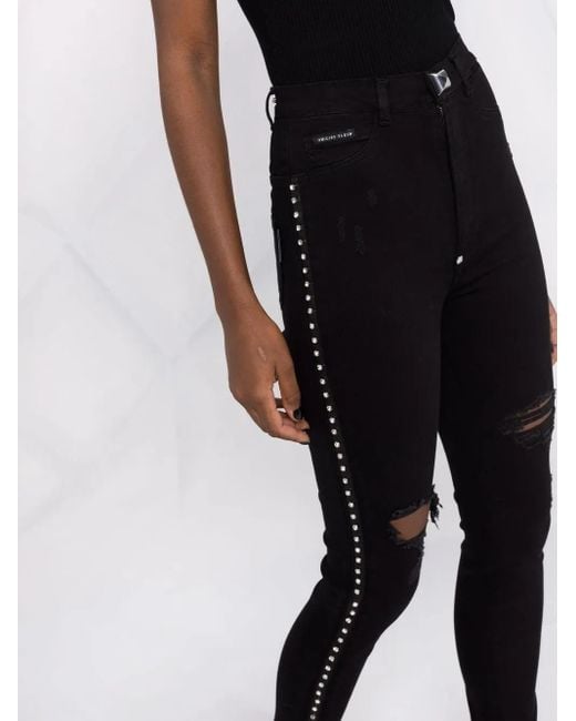 Philipp Plein Black Crystal-Embellished Jeggings