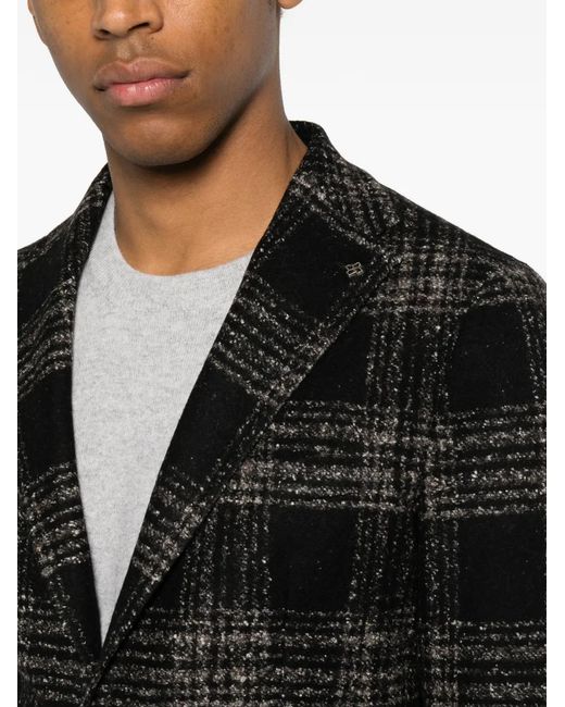 Tagliatore Black Check-Pattern Single-Breasted Blazer for men