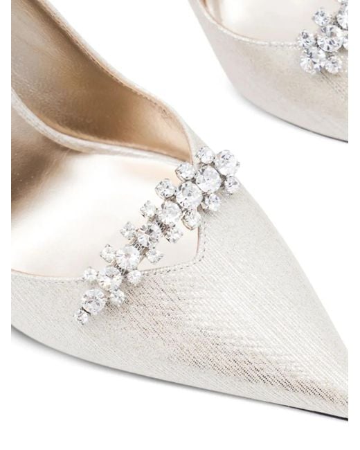 Jimmy Choo White 90Mm Belinda Crystal-Embellished Pointed-Toe Pumps