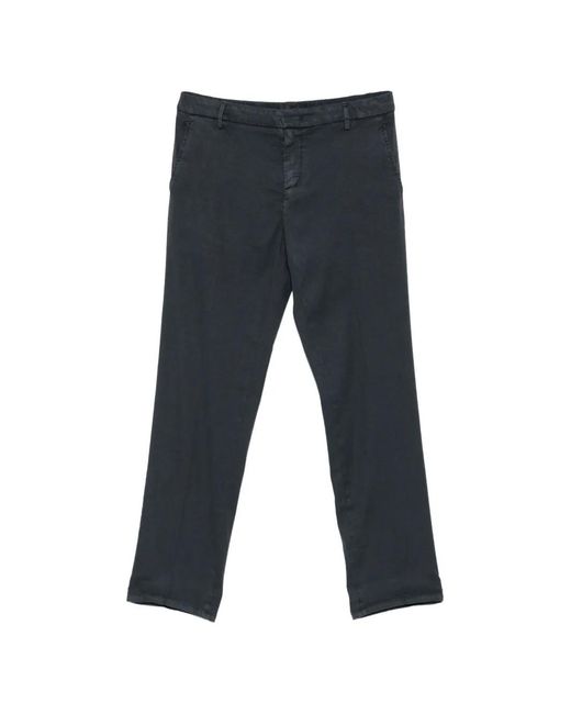 Dondup Gray Logo-Plaque Trousers for men