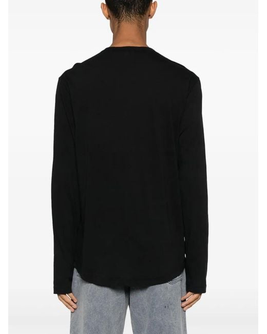 James Perse Black Long-Sleeve Cotton T-Shirt for men