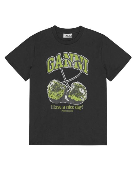 Ganni Black Printed T-Shirt