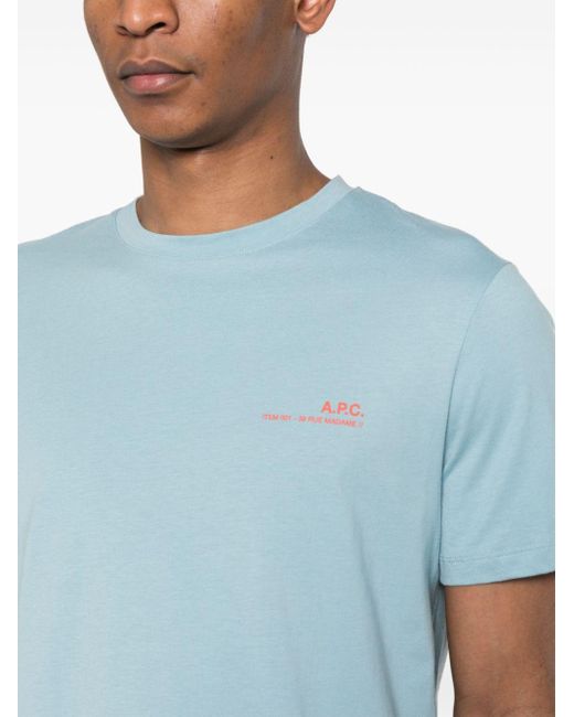 A.P.C. Katoenen T-shirt Met Logoprint in het Blue voor heren
