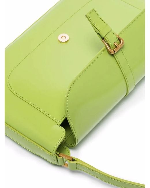 By Far Green Miranda Patent-Leather Shoulder Bag