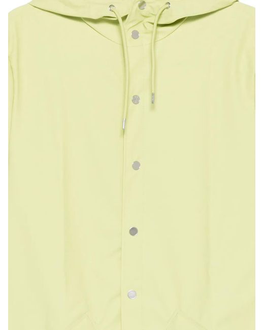 Rains Yellow Hooded Button-Fastening Jacket