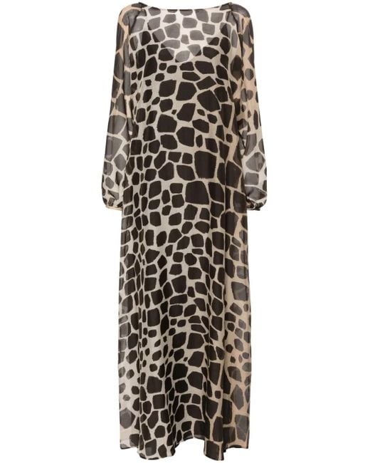 Max Mara Black Giraffe-Print Semi-Sheer Dress