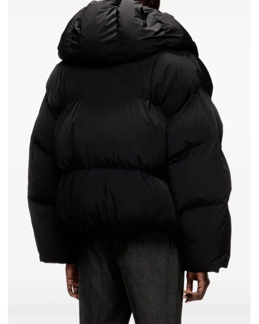 DIESEL Black Hooded Down Jacket for men