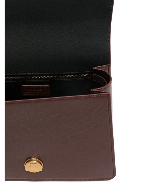 Pinko Brown Love One Logo-Plaque Tote Bag