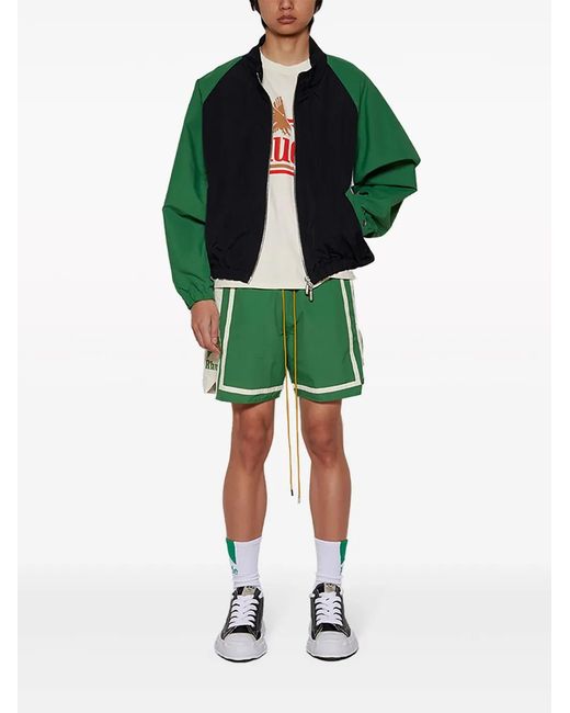 Rhude Green Colour-Block Track Jacket for men