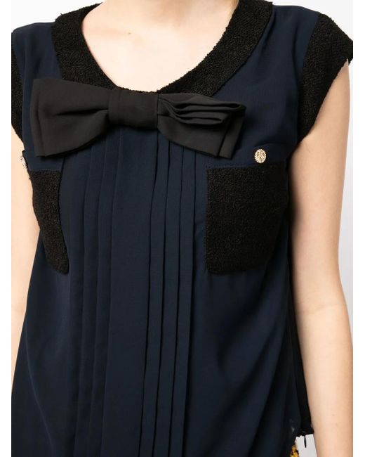 Edward Achour Paris Black Bow-Detail Top